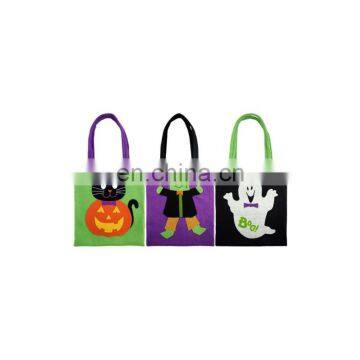 New Customized Printed Skeleton LED Blue Gift Felt Bag for Halloween Crafts photo-3