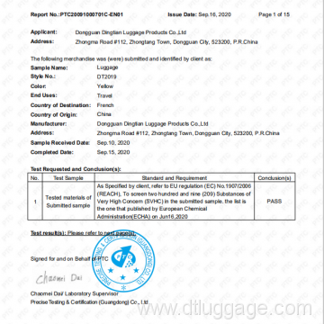 REACH Quality Test Report