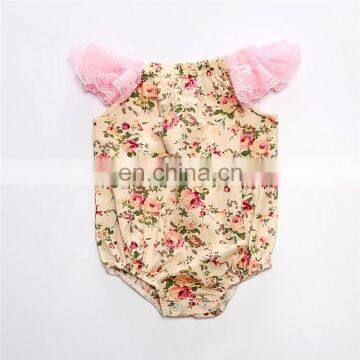 New arrival free ship 100% cotton baby clothes romper floral lace bodysuit romper