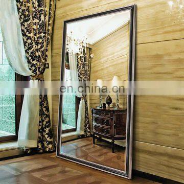 Large Full Length Square Crystal Decorative Wall Standing Mirror Ultra Super Clear Customized