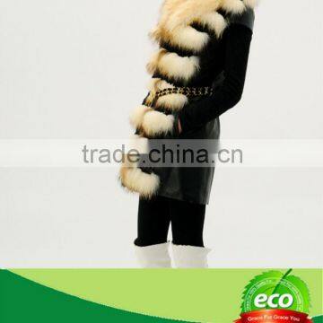 Genuine Charming New Style Black and White Natural Pretty Ladies Real Raccoon Dog Fur And Sheepskin Winter Coat