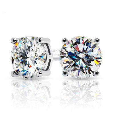 Real 0.5-1 Carat D Color Moissanite Stud Earrings For Women Top Quality 100% 925 Sterling Silver Sparkling Wedding Jewelry