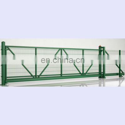 classic Extra length H 2 m * W 10 m 3D curved wire mesh manual drive cantilever-slide fence gate system for safety on sale