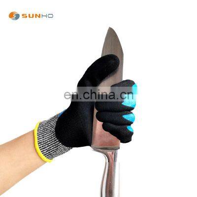 Sunnyhope Cutting gloves A4 Cut resistant gloves Oil and acid proof safety gloves Cutting level D  nitrile sandy fully coated