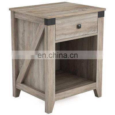 Farmhouse Nightstand with Drawer Rustic Wood Night Stand for Bedroom Bedside Table 16 x 19 x 24 inches