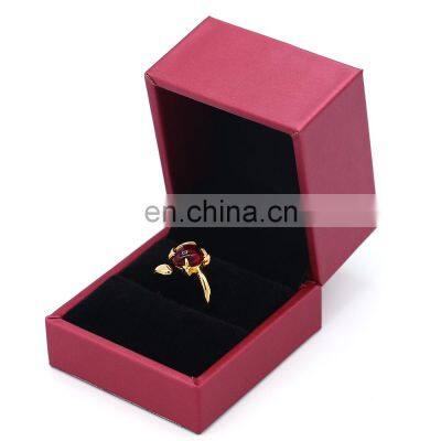 Fadeli Wholesale Custom Logo Red Pu Leather Jewelry Packaging Wedding Ring Box