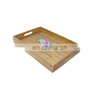 Eco-friendly bamboo wooden tray woven bamboo serving trays cheap wholesale natural tray