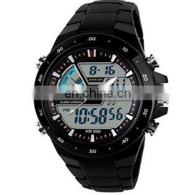 SKMEI 1016 Fashion Dual Display Wristwatches Rubber Strap Back Light Water Resistant LED Digital and Quartz Watches Men