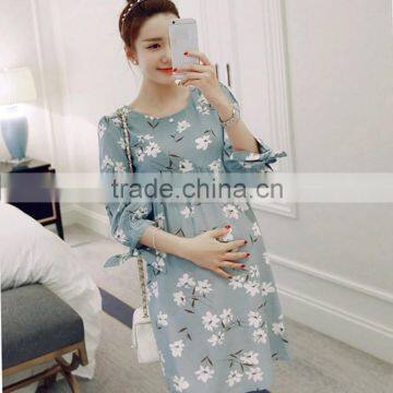 C23190B woman fashion dress flower dress maternity printed dress maternity clothing