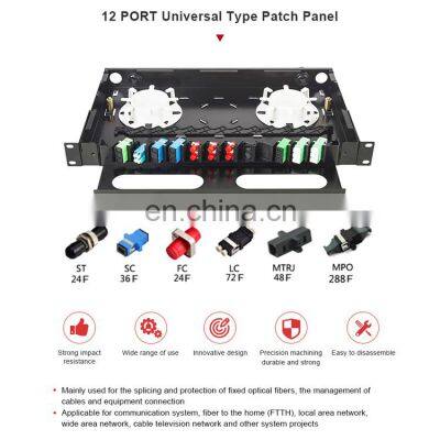 Hanxin High Density Optical Termination Box 12 Port Universal Type Patch Panel 12 Port Odf Distribution Box Splice Box photo-2