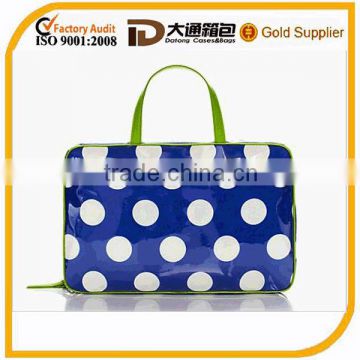 Cotton twill laminated cotton twill trim durable nylon zip around cosmetic bag