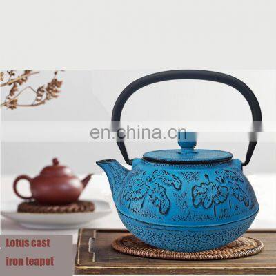 Chinese Traditional Tea Kettle 900ml Enameled Coated Cast iron Teapot With Strainer