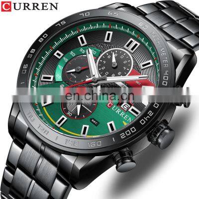 Curren 8410 New Fashion Quartz Watch Man 2022 Innovative Calendar Waterproof Silicon Band Green Stop Watches Relogio Masculino