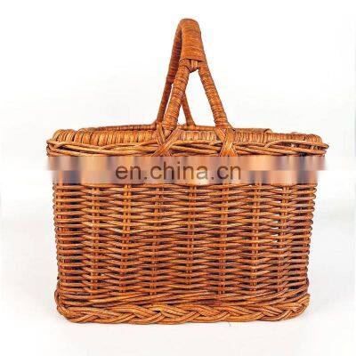 Vintage Wicker Napkin Tissue Holder With Handle Easy Bring Cheap Wholesale Picnic Caddy Storage Wovenmade in Vietnam