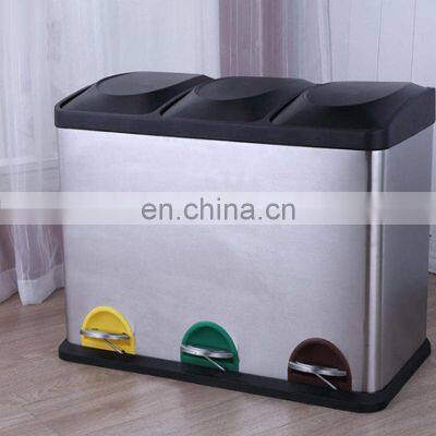 Indoor 3 Waste Classification Great Price Split Garbage and Recycle Bin Combo High Quality Recycling 3 Compartments All-season