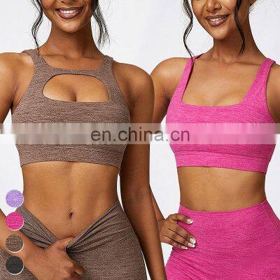 Custom Sportswear Running Bra U-neck Hollow Out Design High Impact Shockproof Bras Gym Fitness Yoga Top Sports Bra For Women