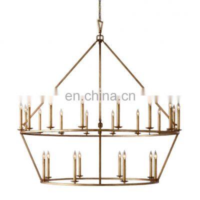 Modern Luxury Dining Large Glass Gold  19TH C. ENGLISH OPENWORK Two-Tier Round Chandelier For Living Room  Bedroom