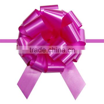 Rose color, 5.5 inches dia ribbon pull bow for present decorative or gift packing