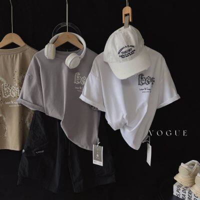 2024 Boneless Short-sleeved Solid-color Lightweight Round-neck Tops for Boys and Girls in Summer