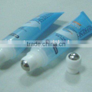 Lip gloss container with ball insert,cosmetic flexible tube packaging