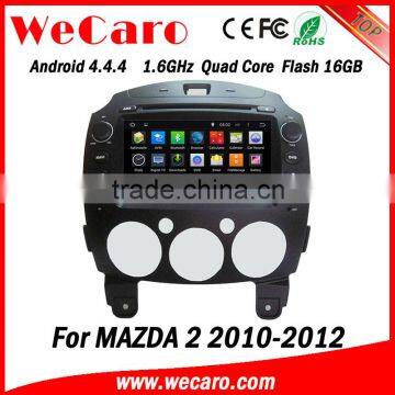 Wecaro Android 4.4.4 navigation system 8" touch screen for mazda 2 car stereo WIFI 3G 1.6 ghz cpu 2010-2012