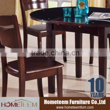 Glass top dining table in sex chair furniture wood