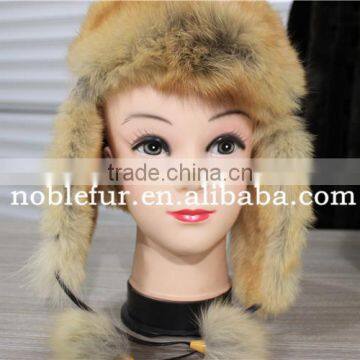 Natural Color genuine bomber fur hat real dog fur hat with ear flaps Keep warm