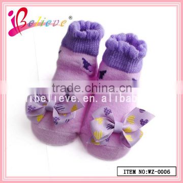 100% cotton thin socks wholesale elite socks,baby socks with ribbon bow