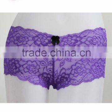 Purple Sexy Full Lace Transparent Woman Panties With Star Metal Decorated photo-2