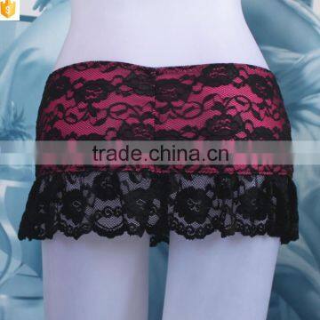 Europe Fuschia Hot Mini Skirt Panty | Pink Black String Bikini photo-3