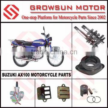 Suz. AX100 Motorcycle parts, main shaft, counter shaft, carburetor, carburetor intake pipe