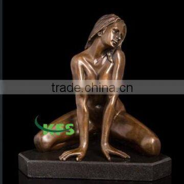 Bronze big chest nude lady sculpture