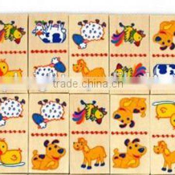 China Toys 28 Pcs Duck Dog Pig Sheep Cow Horse Animal Design One Piece Two Image in a Wooden Box Domino Brick photo-5