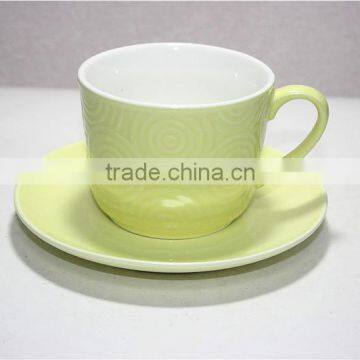 Glow glazed bulk ceramic tea cup and saucer