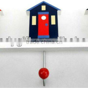 home decorative house shaped colorful wooden hanging hooks