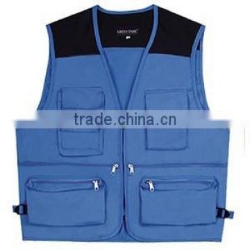 Wholesale blue safety vest with pockets