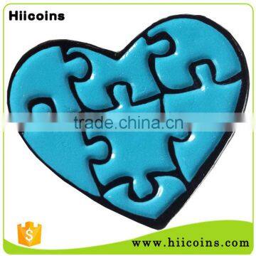 Custom Enamel Autism Awareness Heart Puzzle Lapel pin Badge