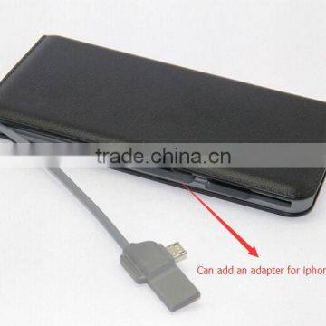 AWC455 8000mAh Leather Built In Input and Output Cable Shenzhen Power Bank