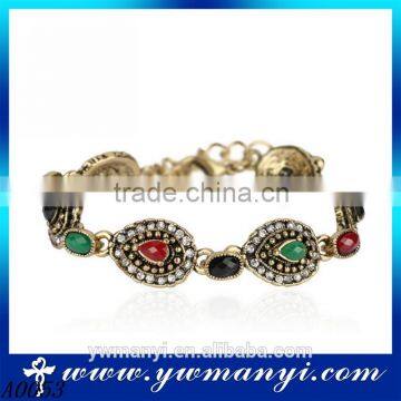 New gold chain jewelry colorful with gold plated bracelet jewellery A0053