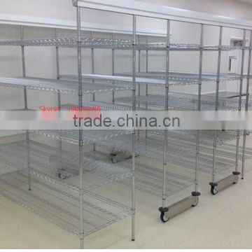 Hospital Mobile Storage Chrome Wire Shelving Compactors