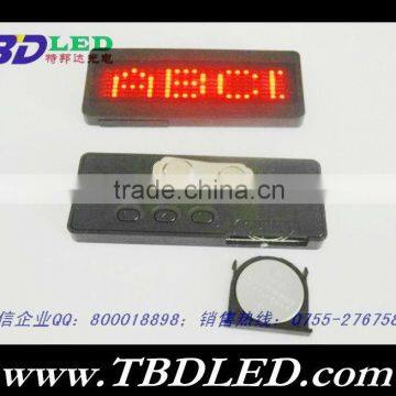 (Direct manufacter)Led scrolling message card for hotel worker use ,waiters led name badge,Programmable LED Scrolling Name Tag