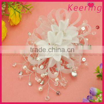 new arrival fashion bulk white pearl charming bridal hair flower WHD-021