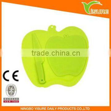 Apple Shape Cutting Boad Set Or Pcs Green Shopping Board With Knife Set Plastic Cutting Bard Good Helper For Kitchen