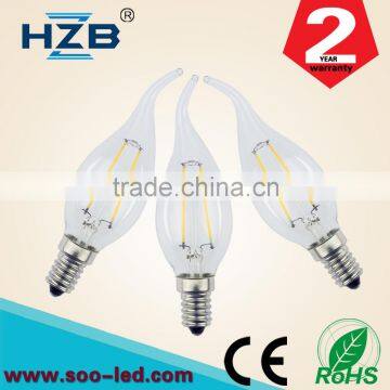 Warm white led bulb filament good led bulb spare parts 2w led light bulb e14