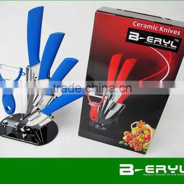 BERYL 6pcs Gift Set , 3"+4"+5"+6"+peeler+Knife Holder Ceramic Knife Sets 5 Colors Straight Handle,white Blade, CE FDA Certified photo-5