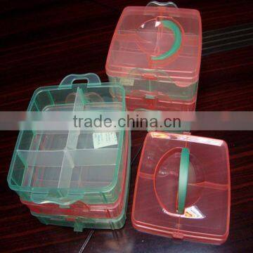 clear plastic hinged food container / multi-compartment plastic box