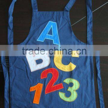children kitchen apron&painting apron with customized logo cotton fabric new design ABC embroidered