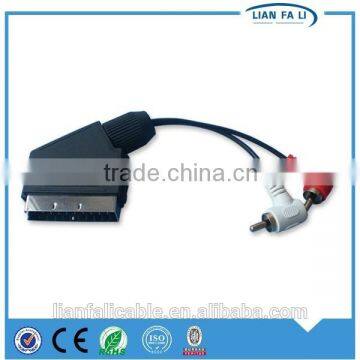 wholesale 90 degree scart cable Scart21male TO 2RCA scart to dvi cable