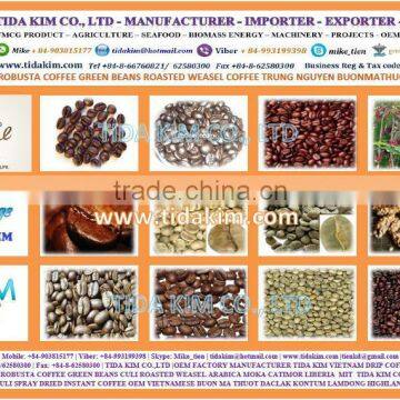 100% ROASTED ARABICA - INSTANT COFFEE - OEM MANUFACTURER TIDA KIM - COFFEE BEAN