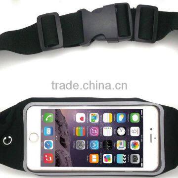 Fashion Universal Running Waist Belt for iPhone 6/6S,6/6S Plus,Galaxy S5,S6,Note 4/5 w/ OtterBox/LifeProof Cases (Black)